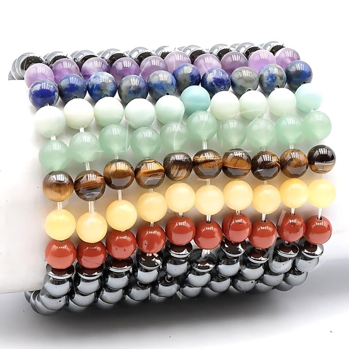 BRACELET 7 CHAKRAS + HEMATITE A