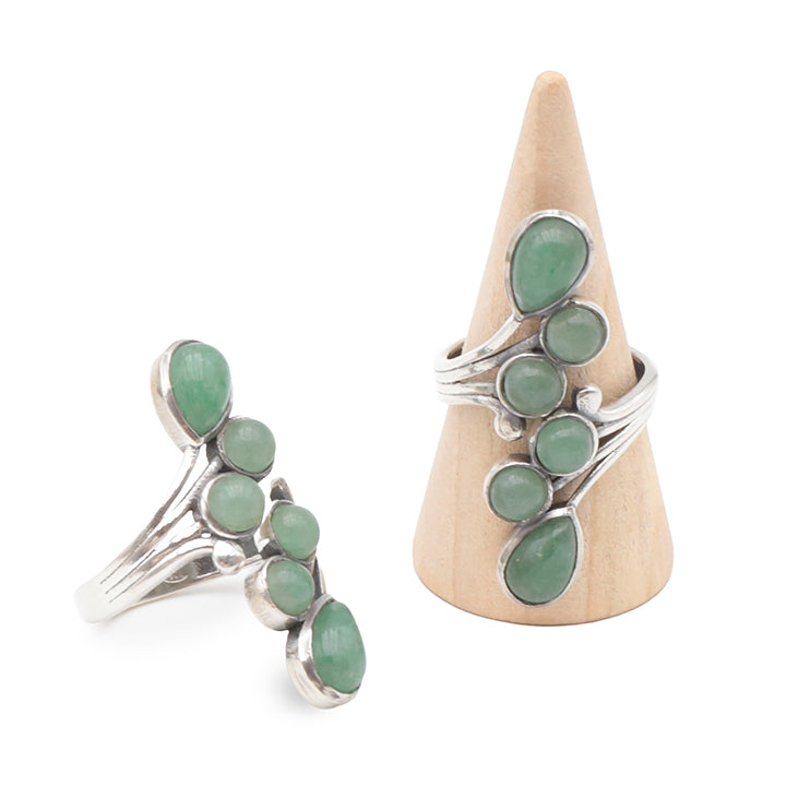 BAGUE AVENTURINE VERTE A - AJUSTABLE - ARGENT 925 (ÉDITION LIMITÉE)