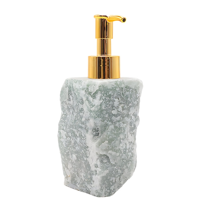 DISTRIBUTEUR DE SAVON PIERRE BRUTE AVENTURINE VERTE A