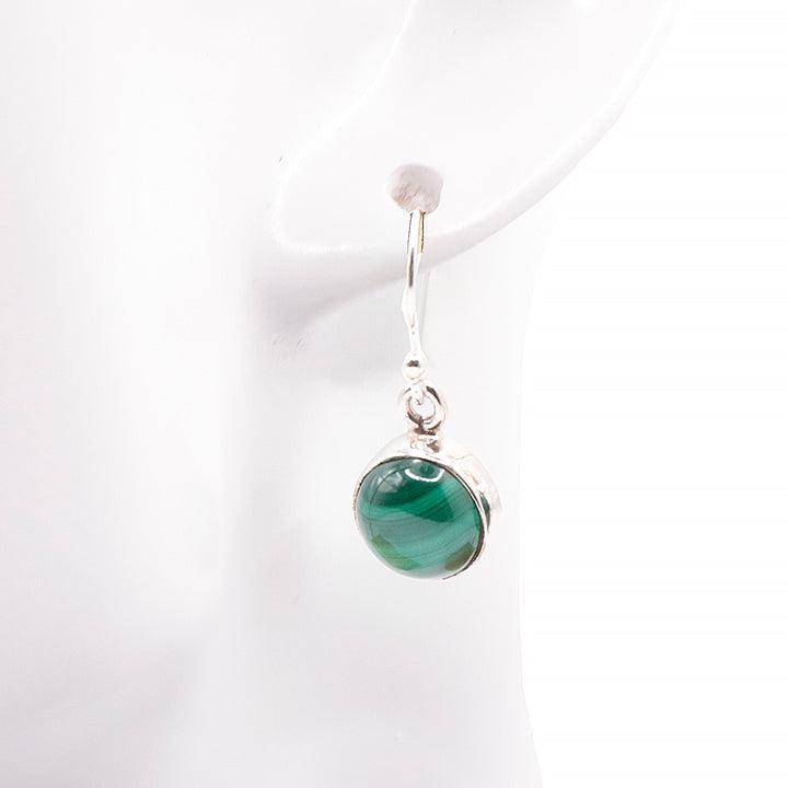 BOUCLES D'OREILLES ARGENT 925 MALACHITE AA MODÈLE 1