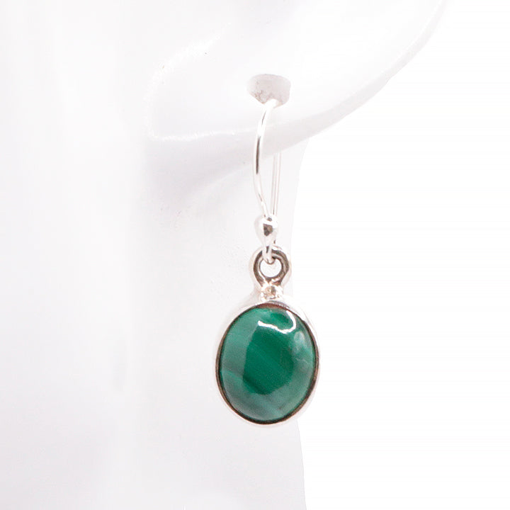 BOUCLES D'OREILLES ARGENT 925 MALACHITE AA MODÈLE 2