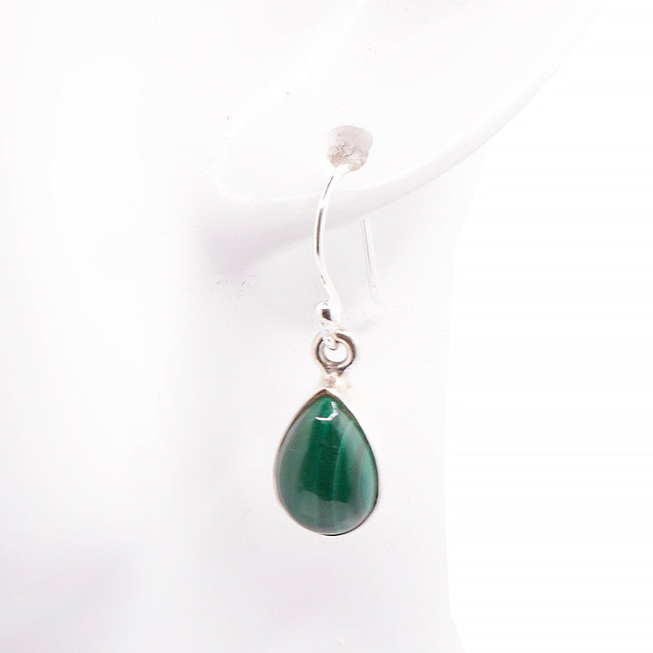 BOUCLES D'OREILLES ARGENT 925 MALACHITE AA MODÈLE 3