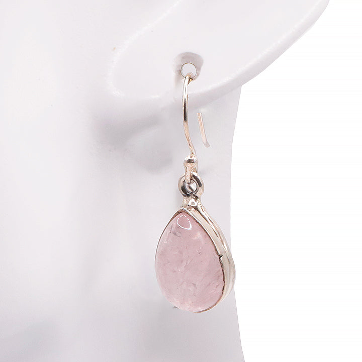 BOUCLES D'OREILLES ARGENT 925 QUARTZ ROSE AA MODÈLE 3