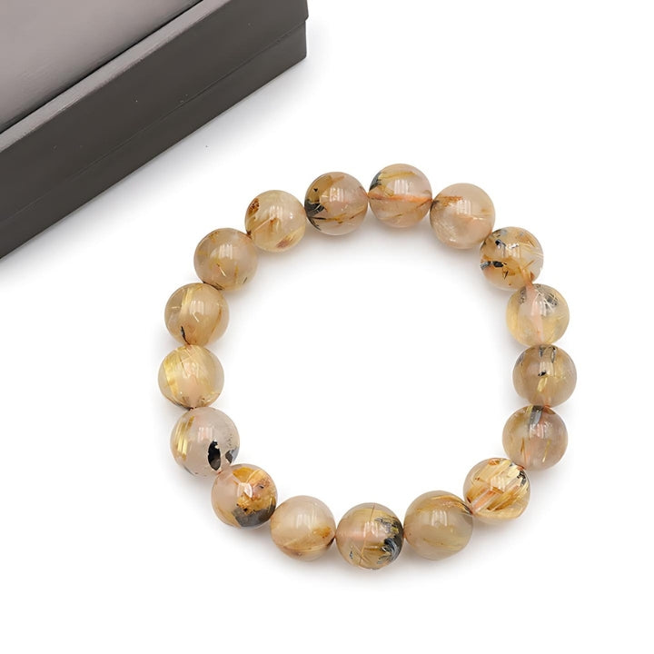 BRACELET DE COLLECTION CRISTAL DE ROCHE RUTILE HÉMATITE BRÉSIL AA+ 45.35G