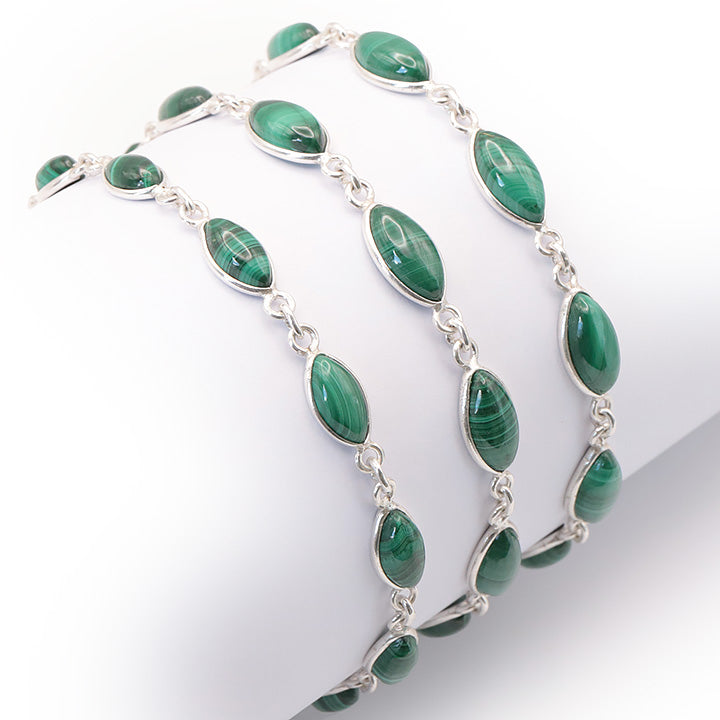 BRACELET ARGENT 925 MALACHITE AA MODÈLE 2