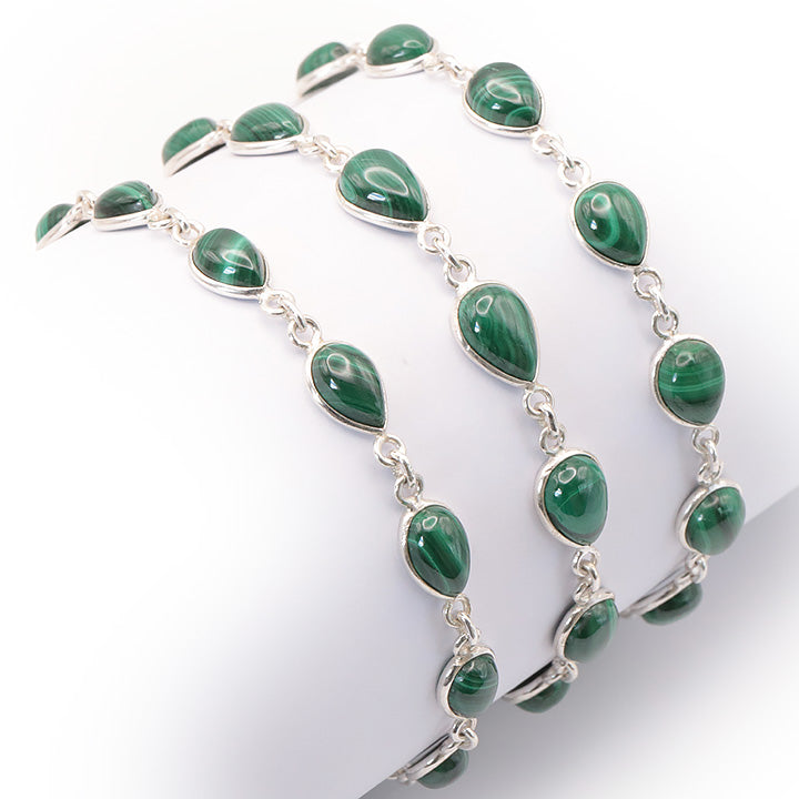 BRACELET ARGENT 925 MALACHITE AA MODÈLE 4