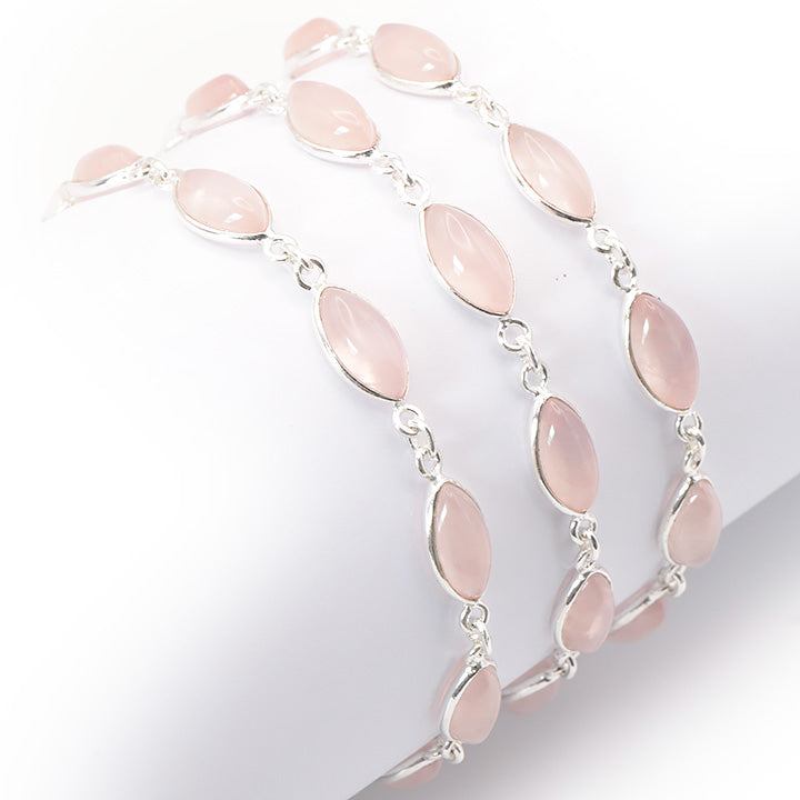 BRACELET ARGENT 925 QUARTZ ROSE AA MODÈLE 2