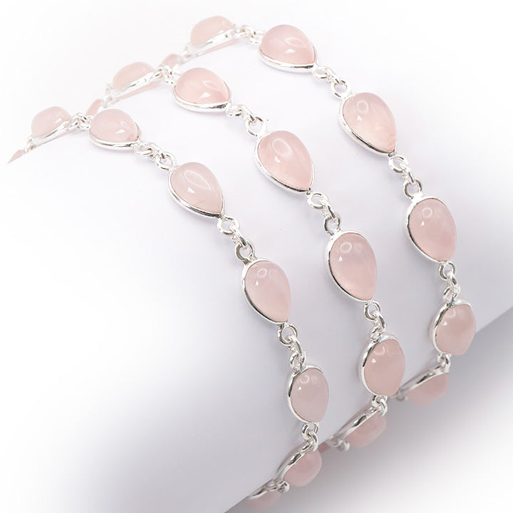 BRACELET ARGENT 925 QUARTZ ROSE AA MODÈLE 4