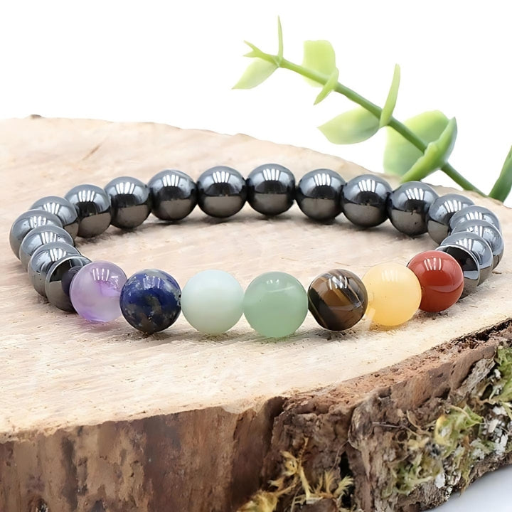 BRACELET 7 CHAKRAS + HEMATITE A