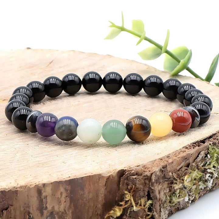 BRACELET 7 CHAKRAS + ONYX A