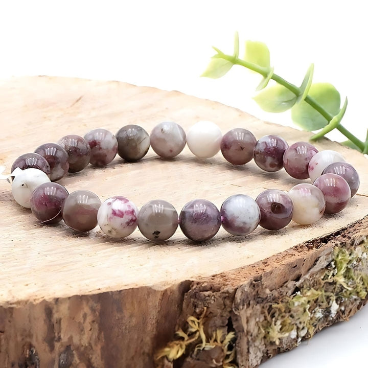 BRACELET TOURMALINE ROSE SUR QUARTZ A+