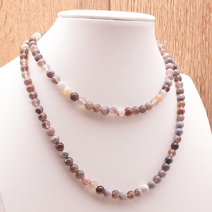 COLLIER BOULE AGATE BOTSWANA AA