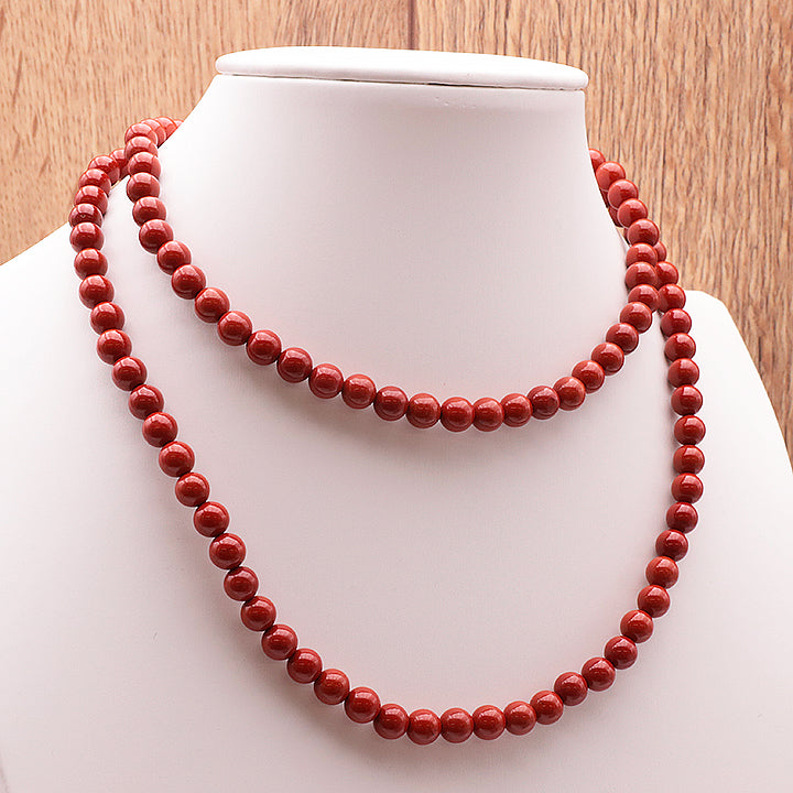 COLLIER BOULE JASPE ROUGE A