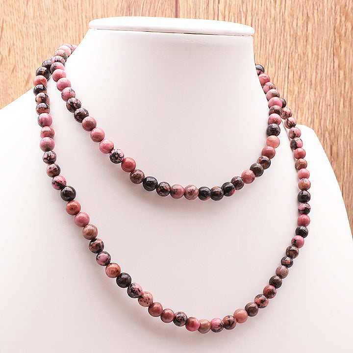 COLLIER BOULE RHODONITE AB