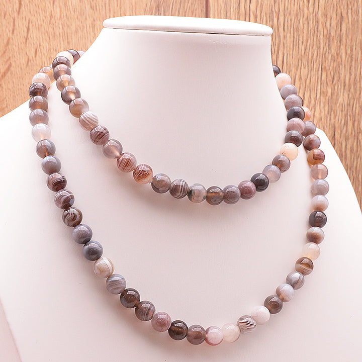 COLLIER BOULE AGATE BOTSWANA AA