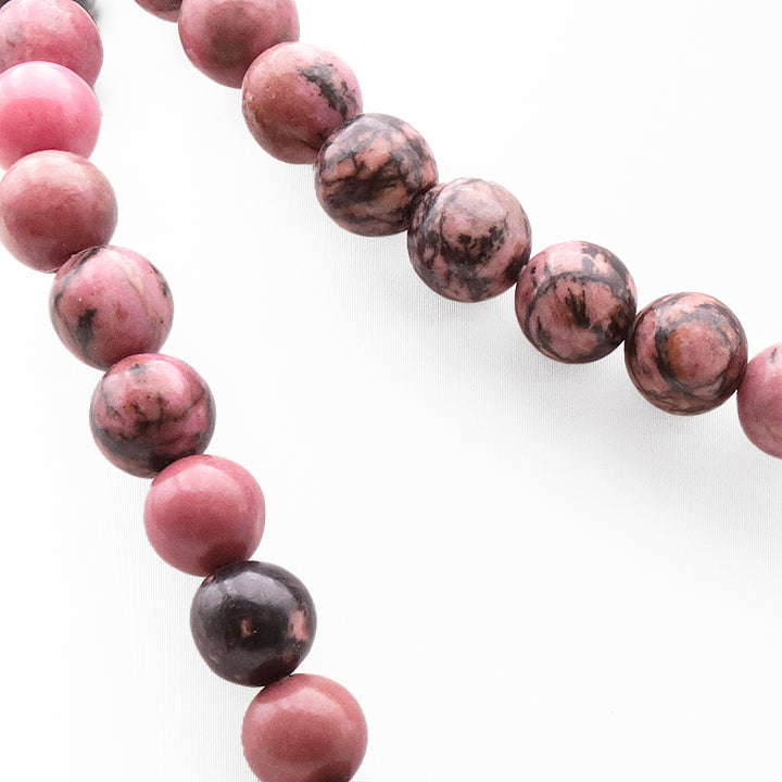 COLLIER BOULE RHODONITE AB