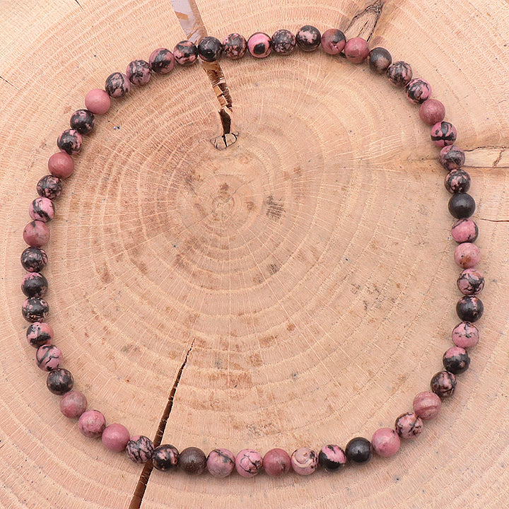 COLLIER BOULE RHODONITE AB