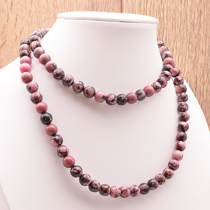 COLLIER BOULE RHODONITE AB