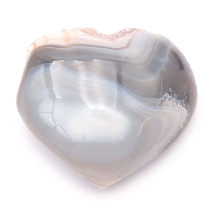 GALET COEUR AGATE GRISE A+ 70 À 80MM