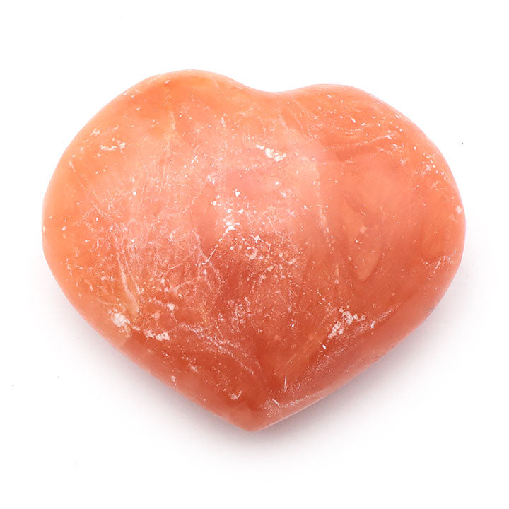 GALET COEUR CALCITE ORANGE A 70 À 80MM