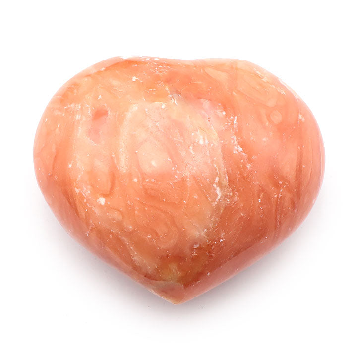 GALET COEUR CALCITE ORANGE A 70 À 80MM