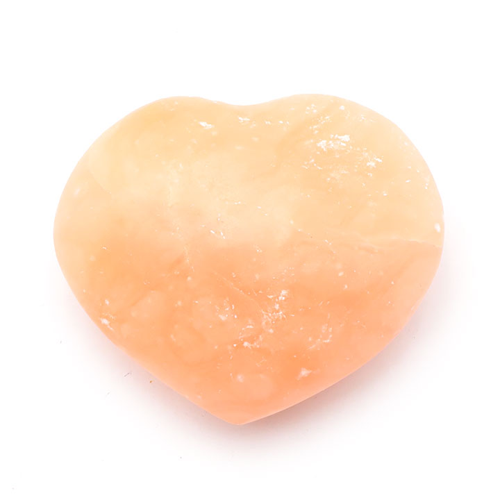 GALET COEUR CALCITE ORANGE A 70 À 80MM