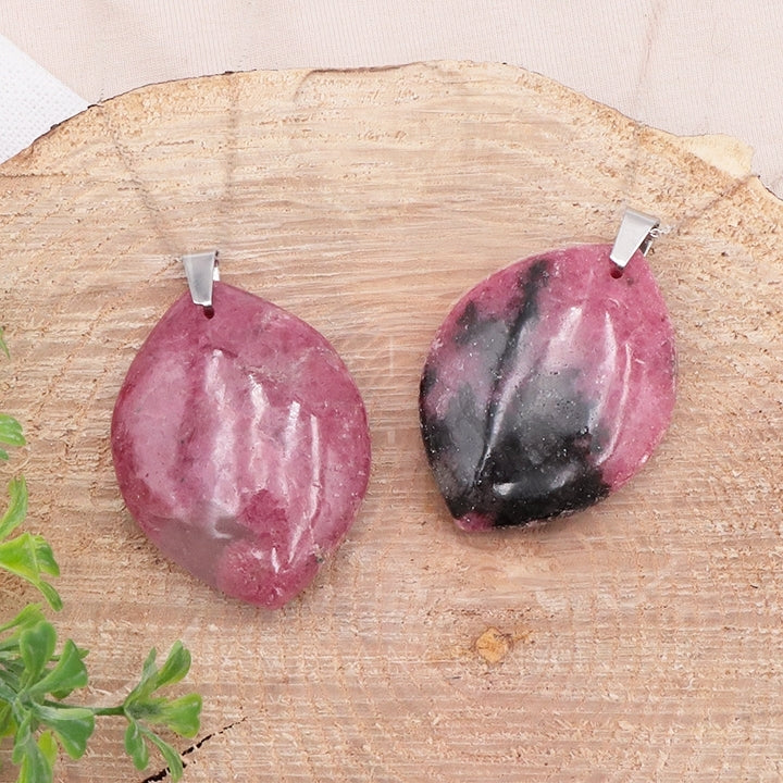 PENDENTIF PIERRE PLATE RHODONITE AA+