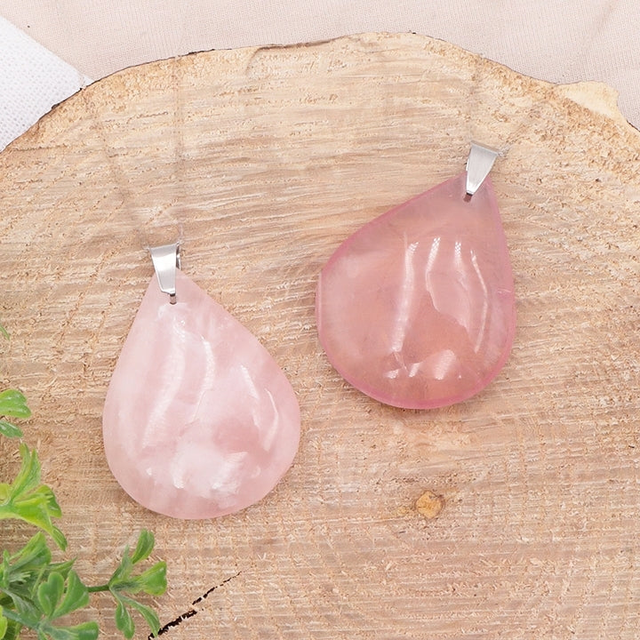 PENDENTIF GOUTTE QUARTZ ROSE AA